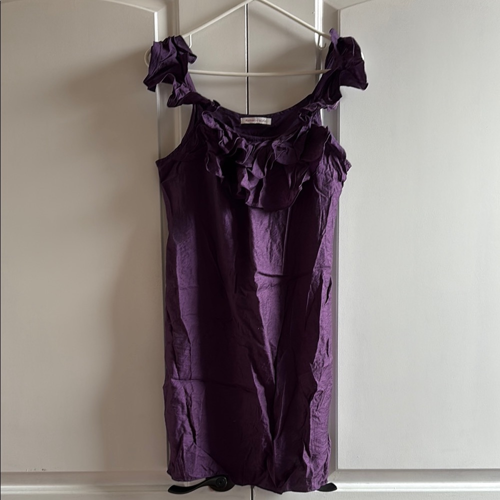 Roberto Klein Purple Ruffled Sleeveless Mini Dress (Size L)